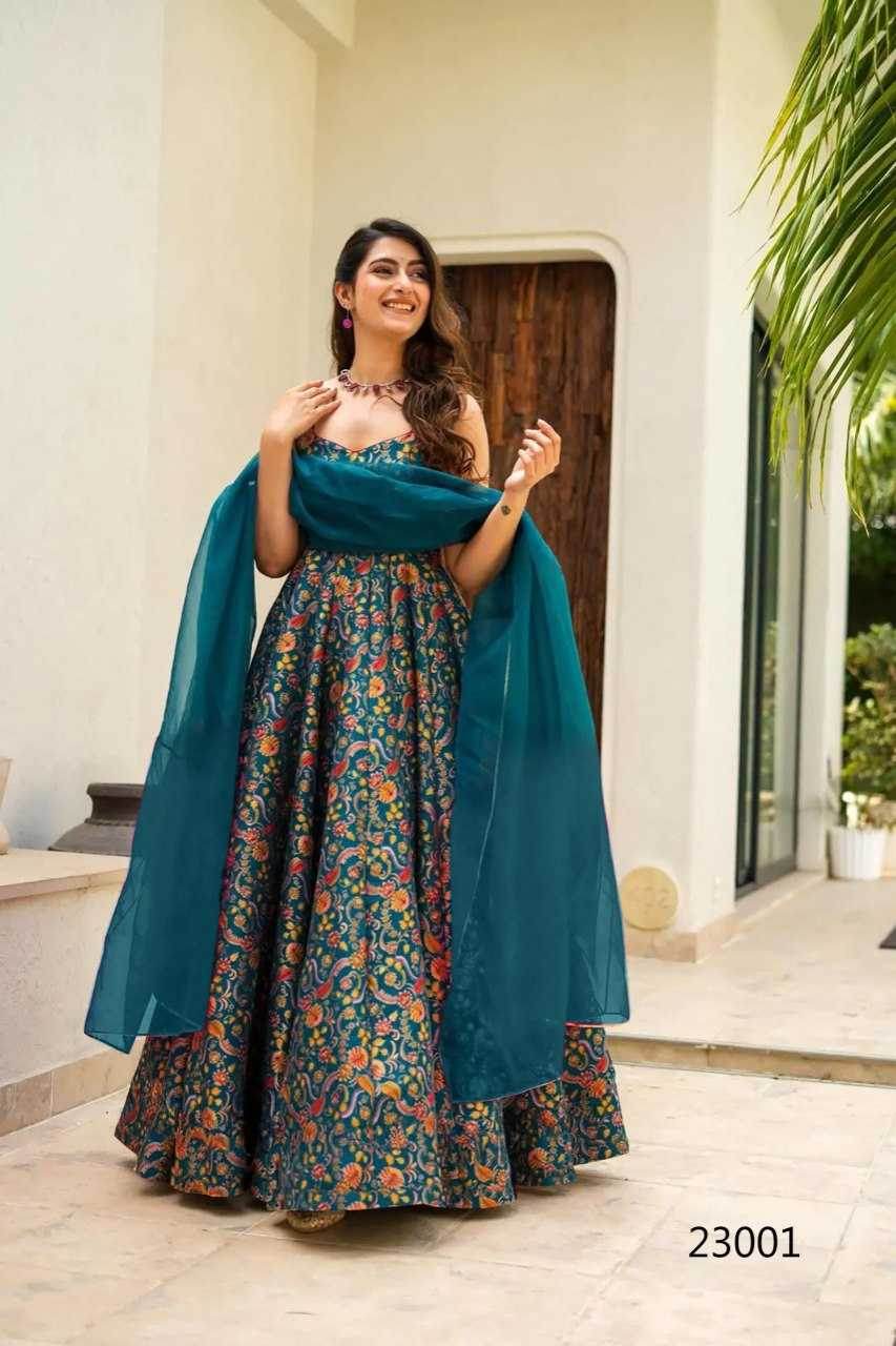 Silk Anarkali Long Gown - MYLUXURY LANE ENTERPRISE